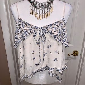 American Eagle Gauze Cami Ruffle Top